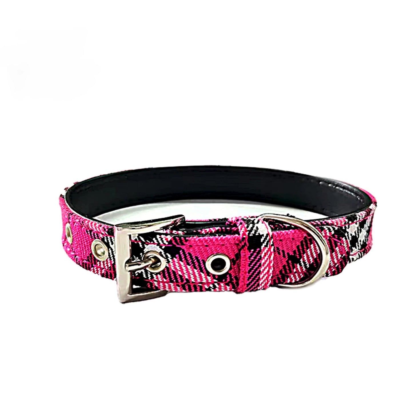 Plaid Leather Dog Collar Classic PU Pet Collar All Seasons