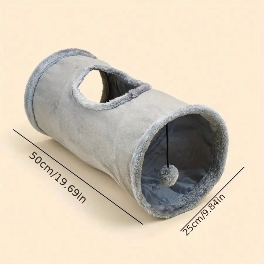 Soft Plush Cat Tunnel Toy With Pom Pom Attachment Interactive