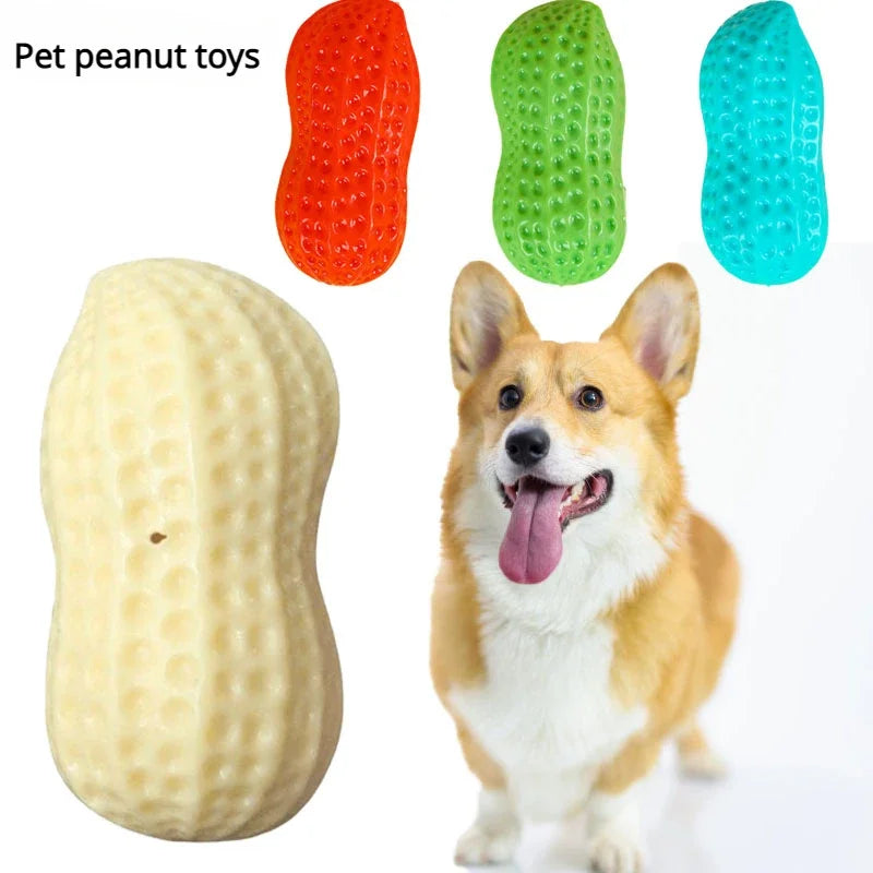 Dog Peanut Toy Squeaky Chew For Teeth Cleaning Interactive