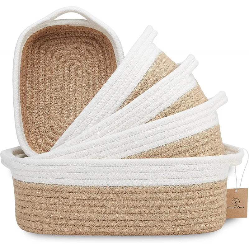 NONECN Natural Cotton Rope Basket Set for Nursery Organization
