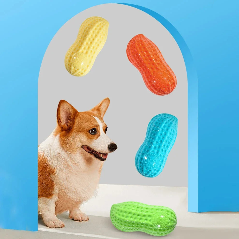 Dog Peanut Toy Squeaky Chew For Teeth Cleaning Interactive