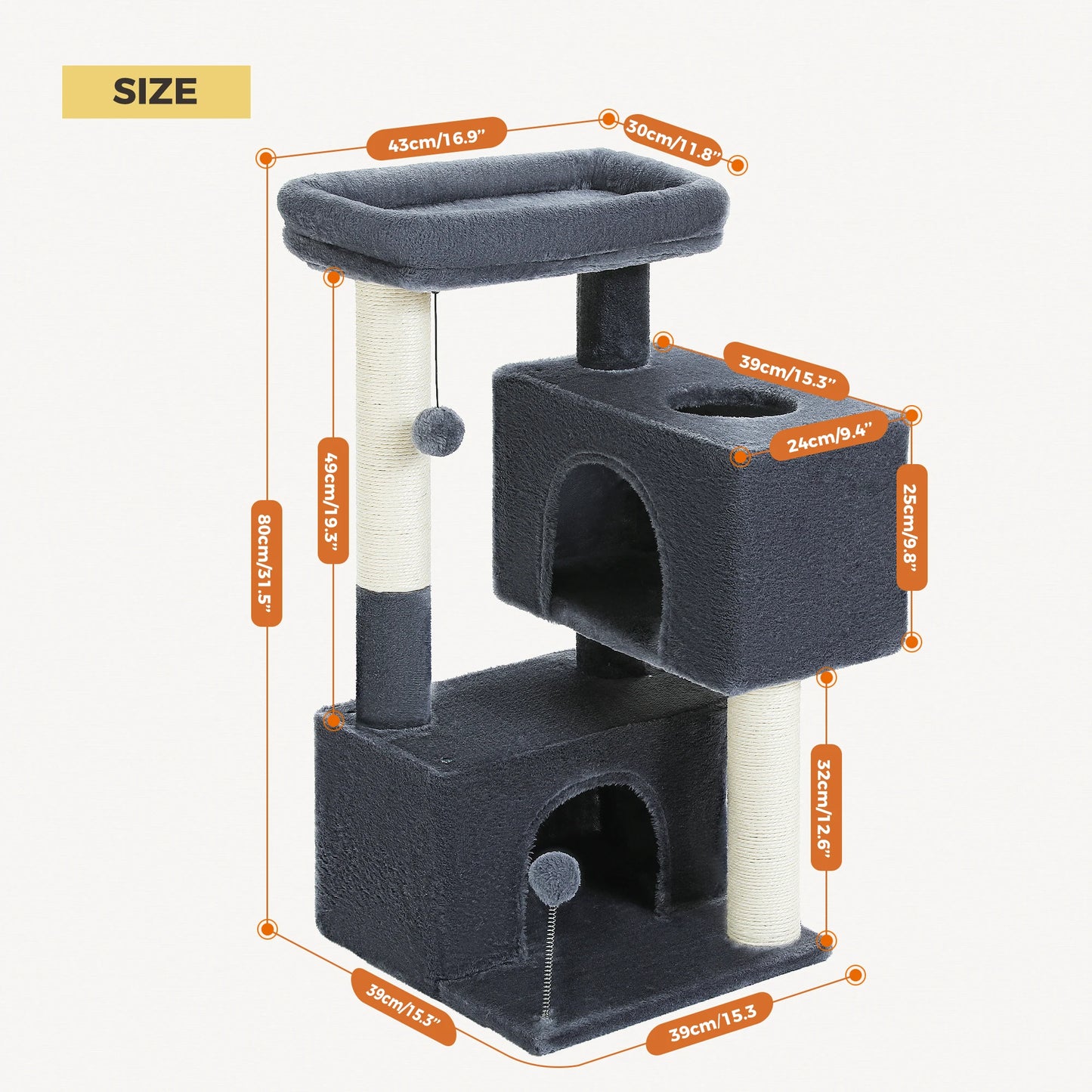 PAWZ Road Large Cat Tree Multi Level Tower With Condos