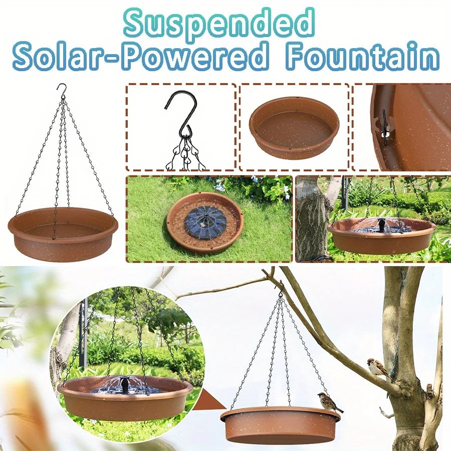Solar Powered Pond Fountain With Multi-Pattern Nozzles IPX8 Outdoor