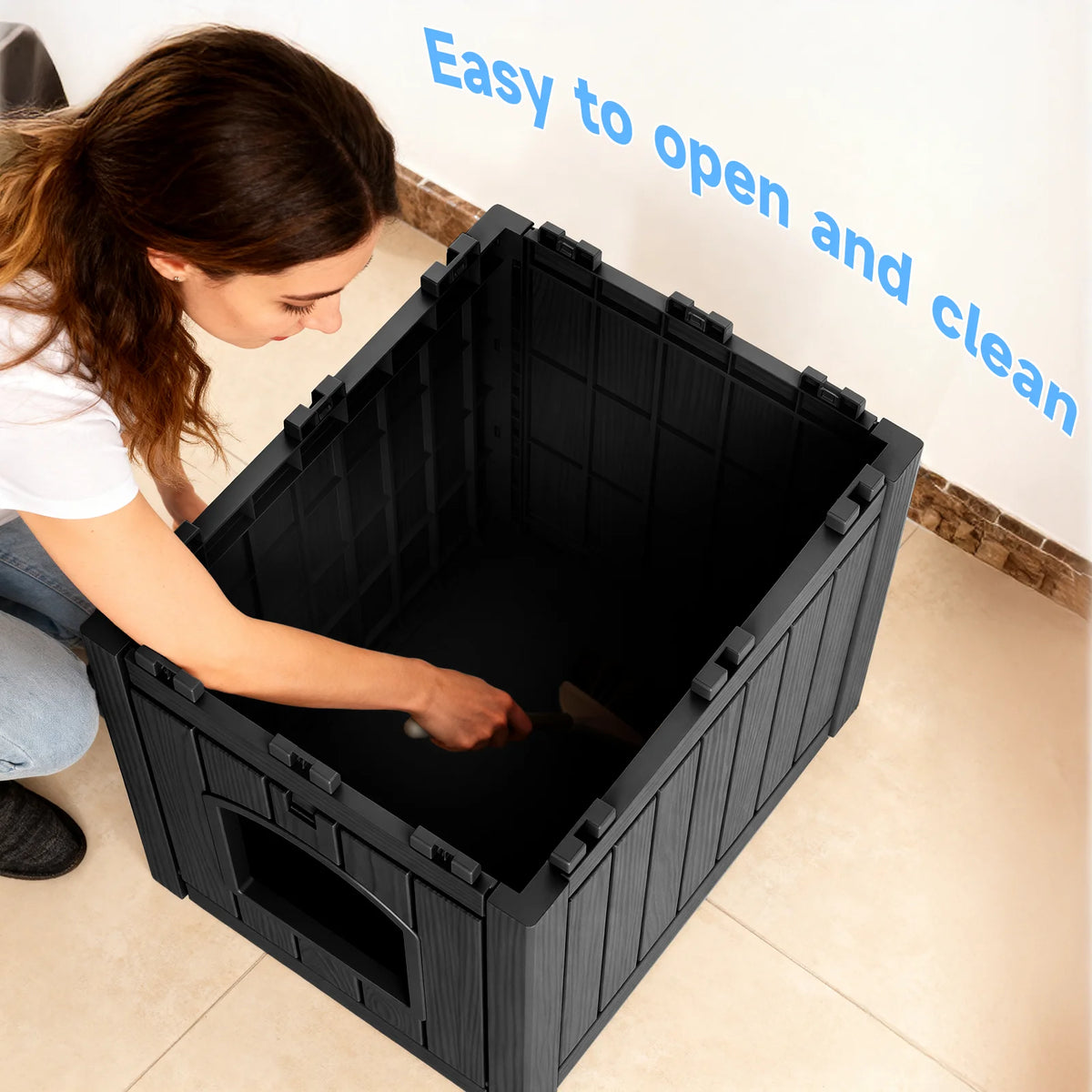 Indoor Outdoor Resin Cat House And Waterproof Pet Kennel Table