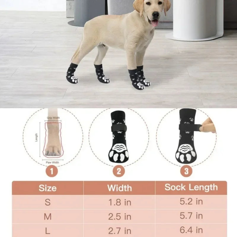 Non Slip Dog Socks With Paw Pattern For Indoor Use