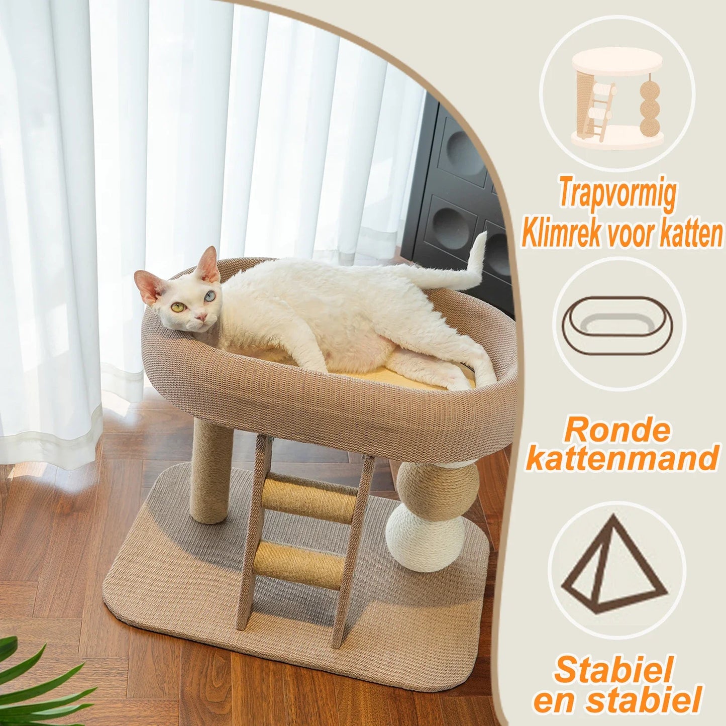 Cat Scratching Post With Sisal Board Plush Bed Ladder