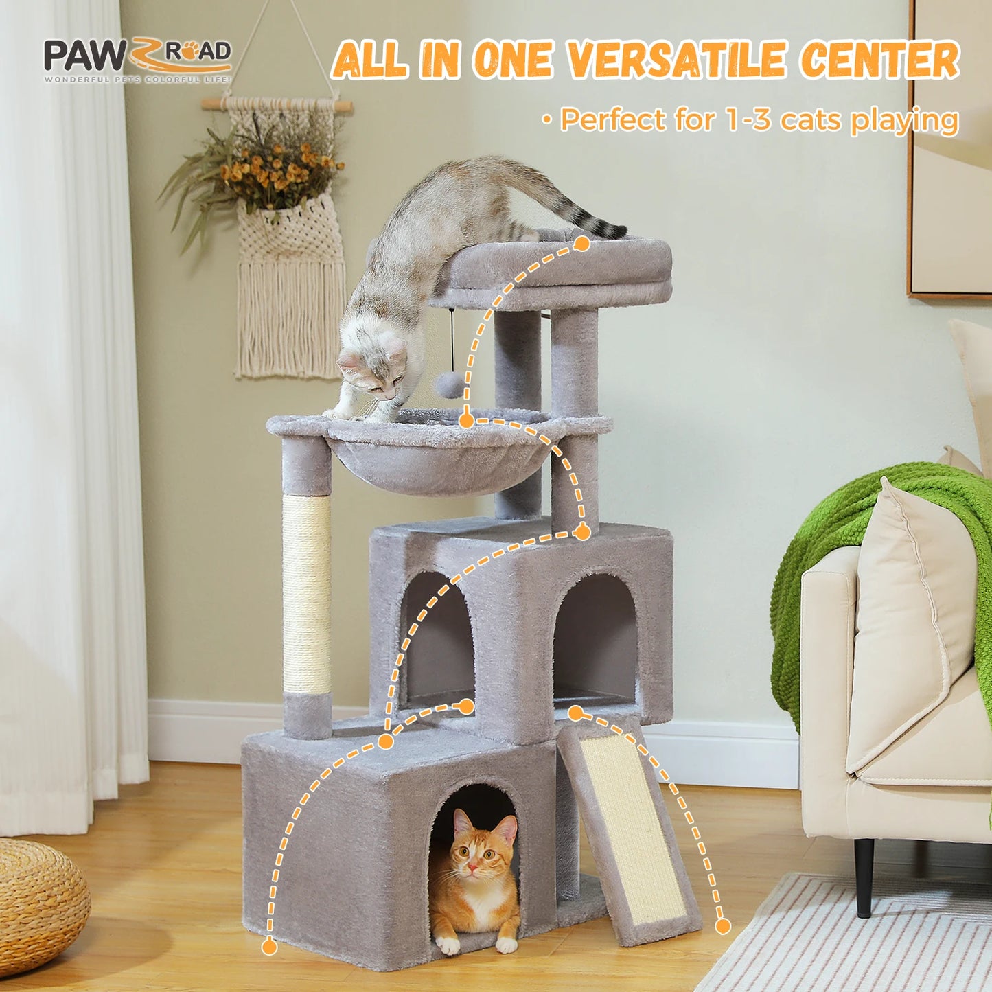 PAWZ Road Large Cat Tree Multi Level Tower With Condos