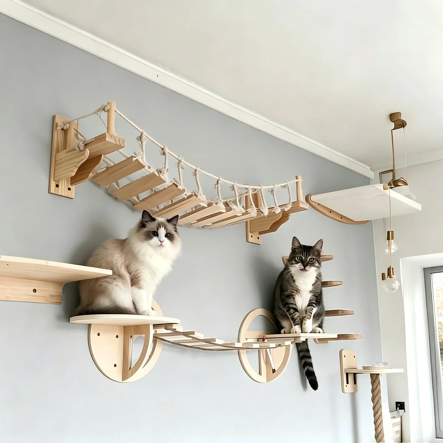 Cat Roped Bridge Wall Mount With Sisal For Indoor Cats