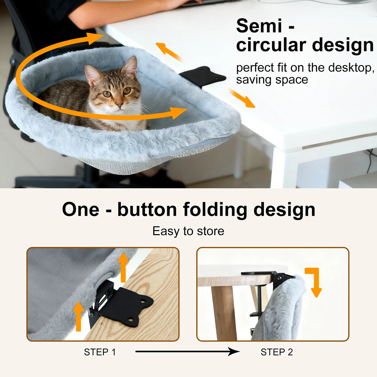 CWV Foldable Cat Desk Bed Hammock Non Slip Clamp Mount