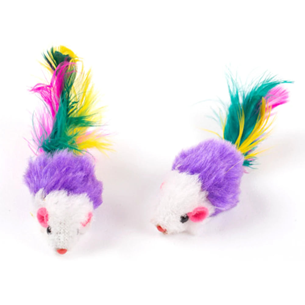 Shunmaii Cat Mouse Toys Feather Rattle Set for Indoor Cats