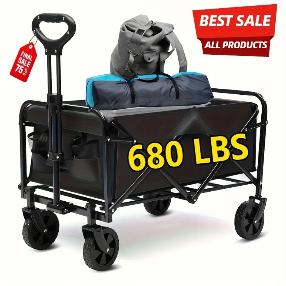 Heavy-Duty All-Terrain Folding Cart With Stainless Steel Frame