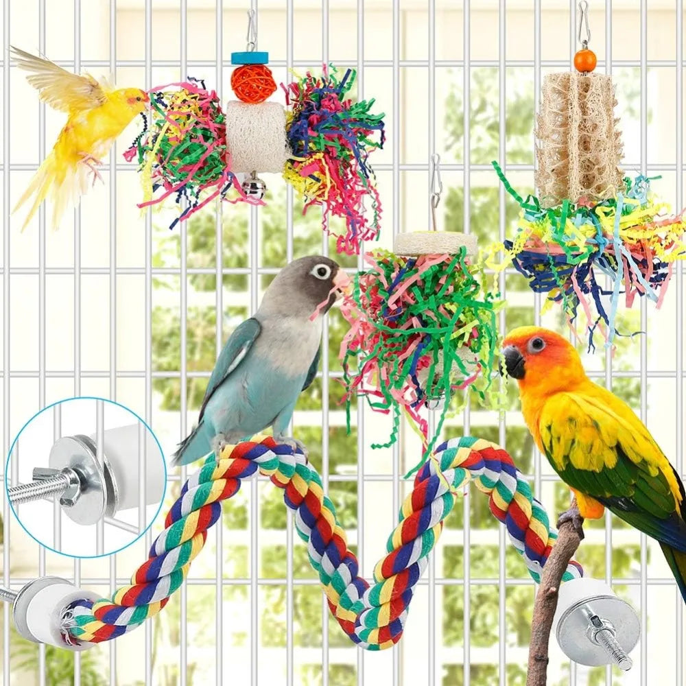 6 Pack Paper Bird Chew Toys With Crinkle Ball