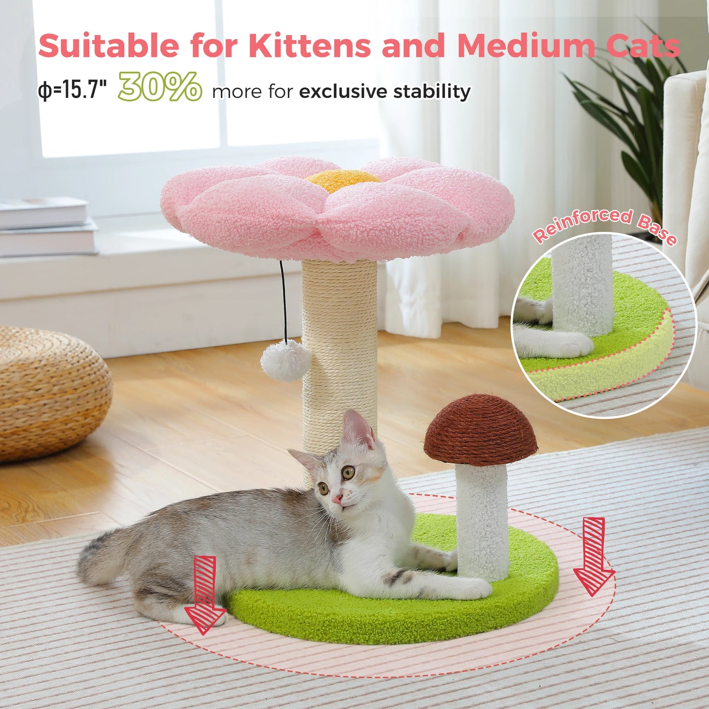 PAWZ Road Mushroom Cat Scratching Posts With Removable Flower Bed