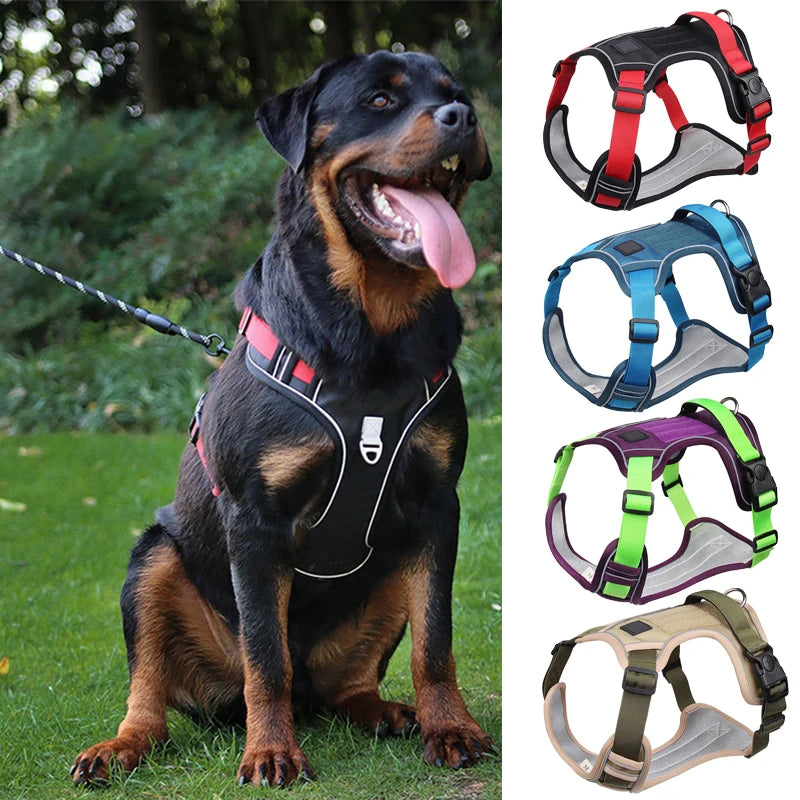 NONECN Reflective Nylon Dog Harness Tactical Vest All Season