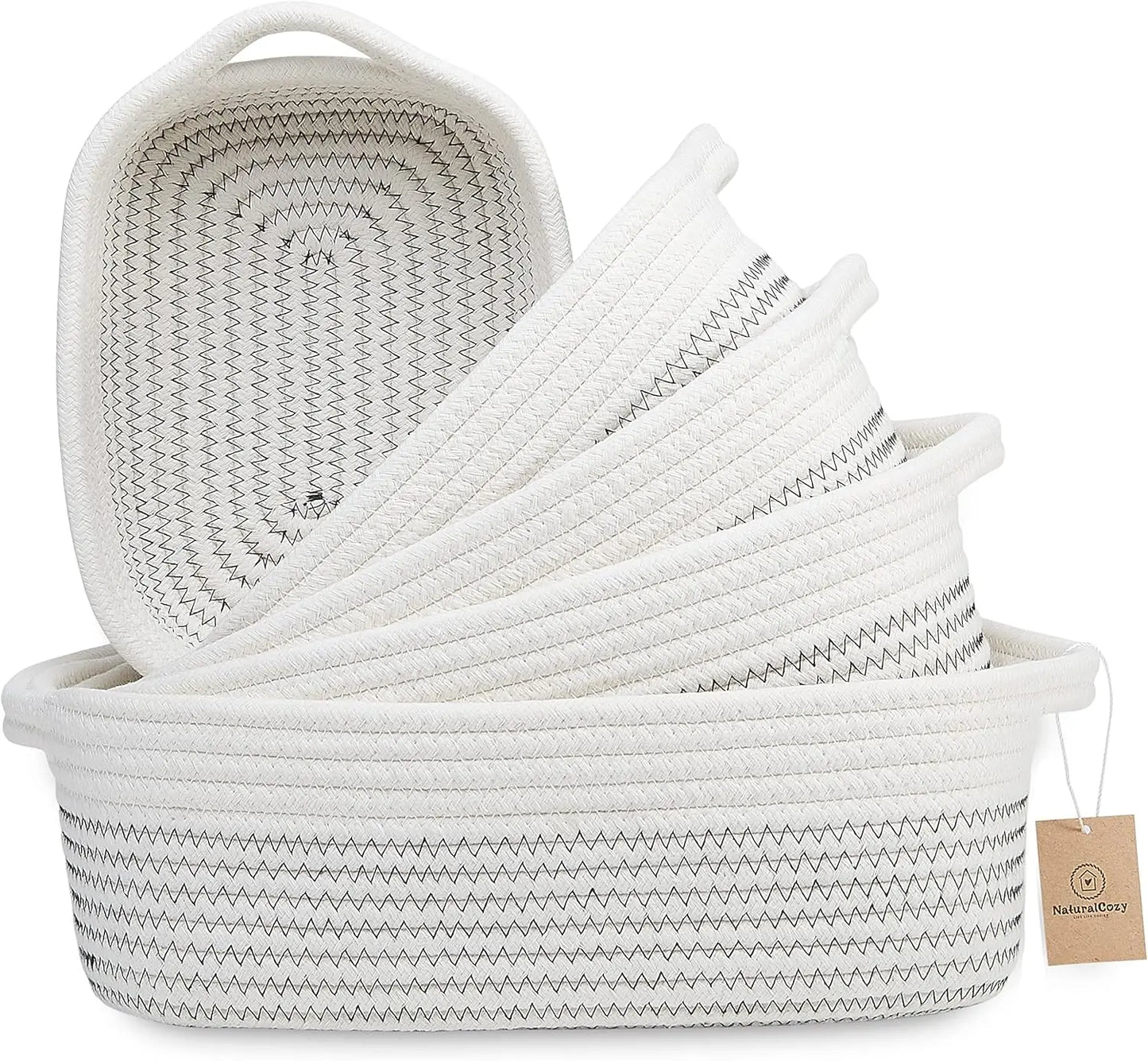 NONECN Natural Cotton Rope Basket Set for Nursery Organization