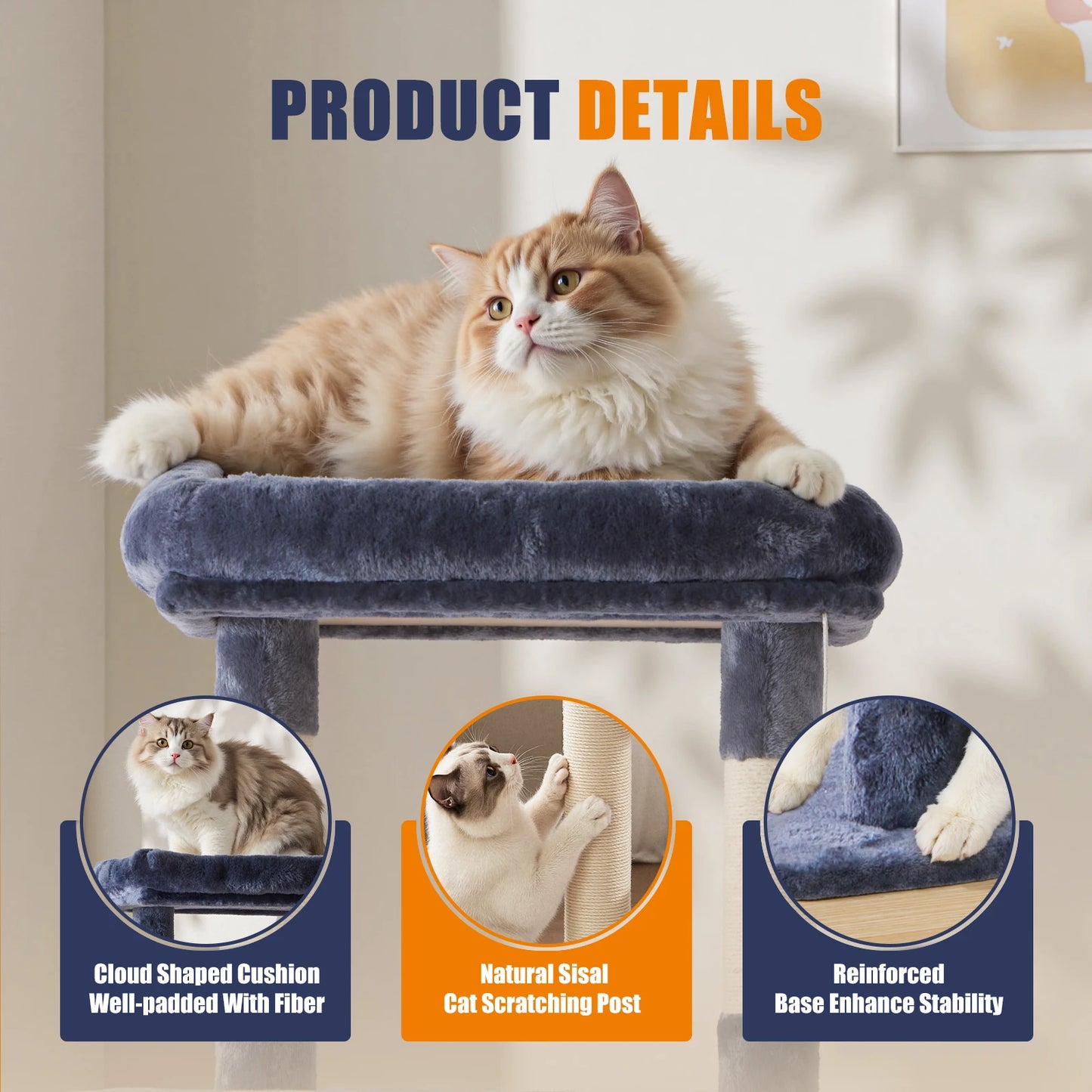 JHK Multi Level Cat Tree Tall Climbing Tower Indoor Cats