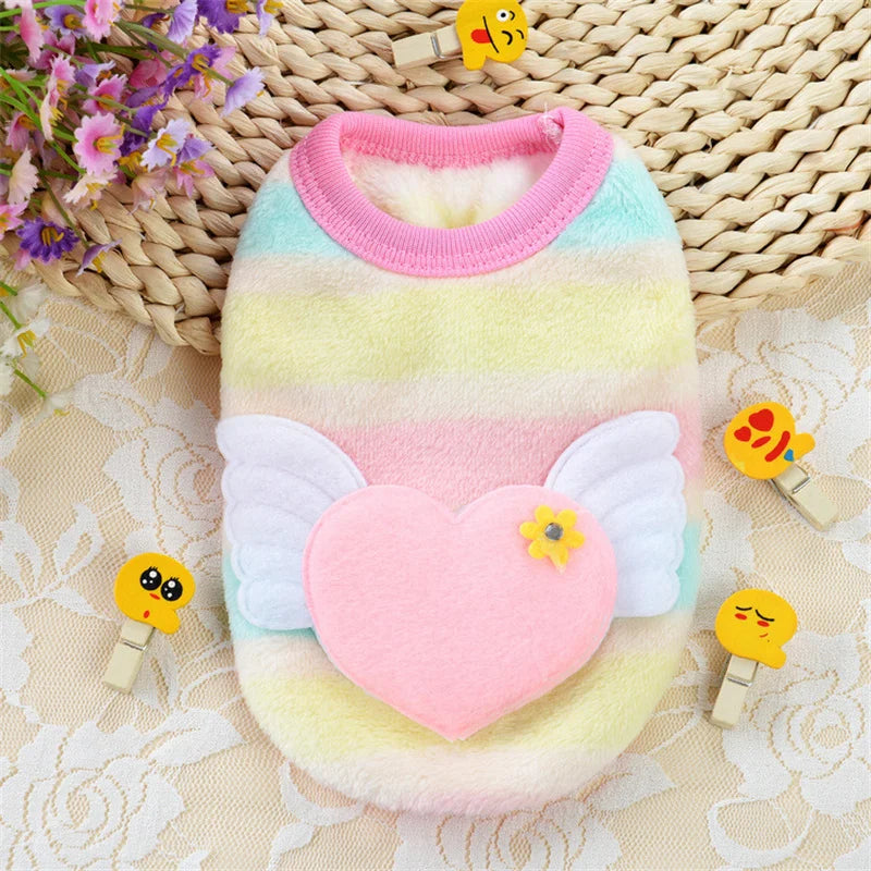 Cute Tea Cup Print Dog Sweater Fleece Winter Coat For Small Dogs