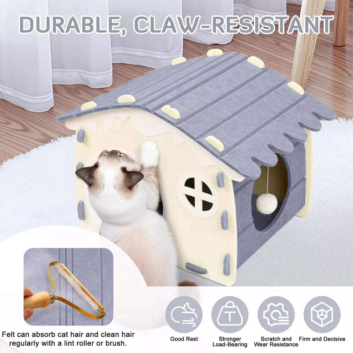 3D Cat Bed With Scratching Post And Corner Protection
