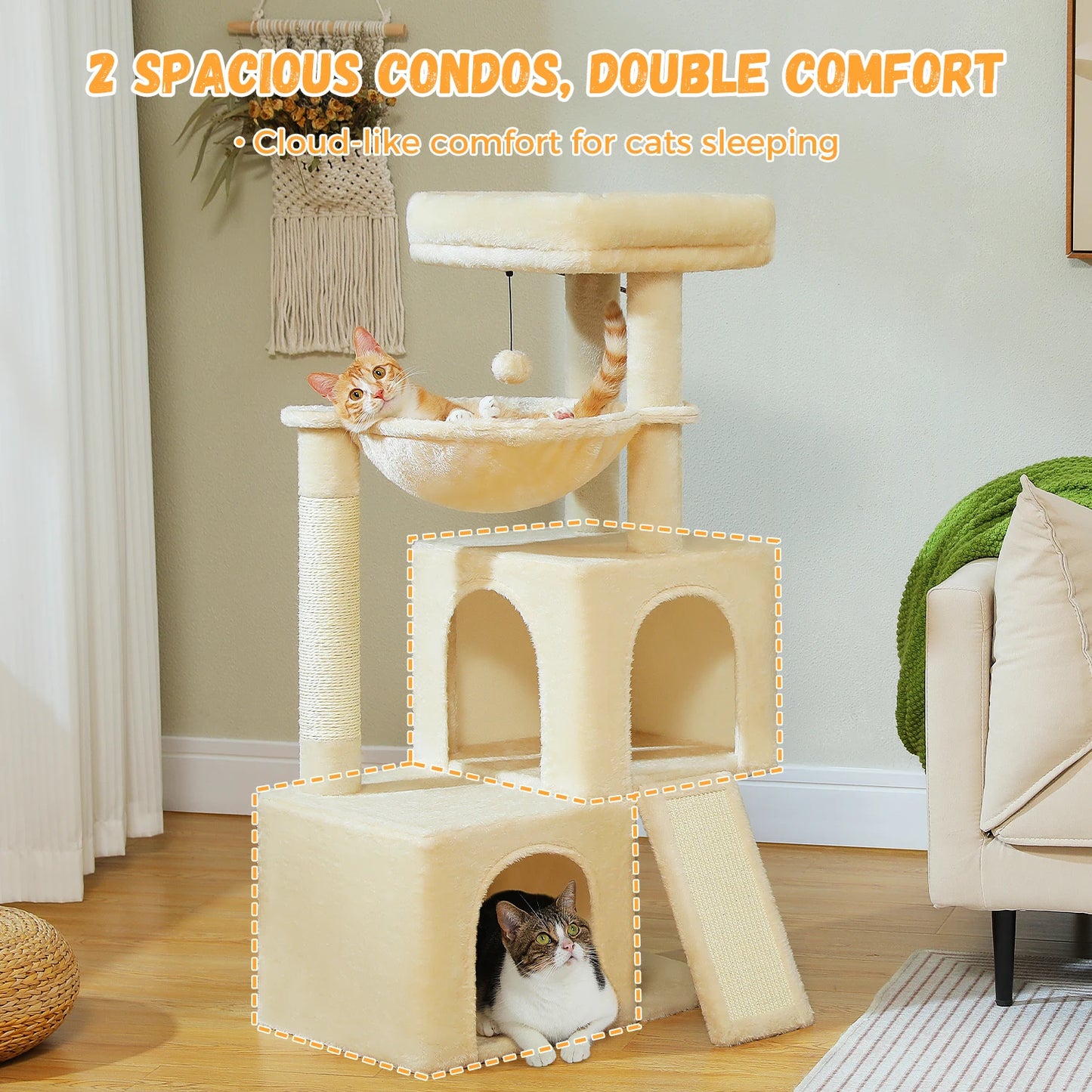 PAWZ Road Large Cat Tree Multi Level Tower With Condos