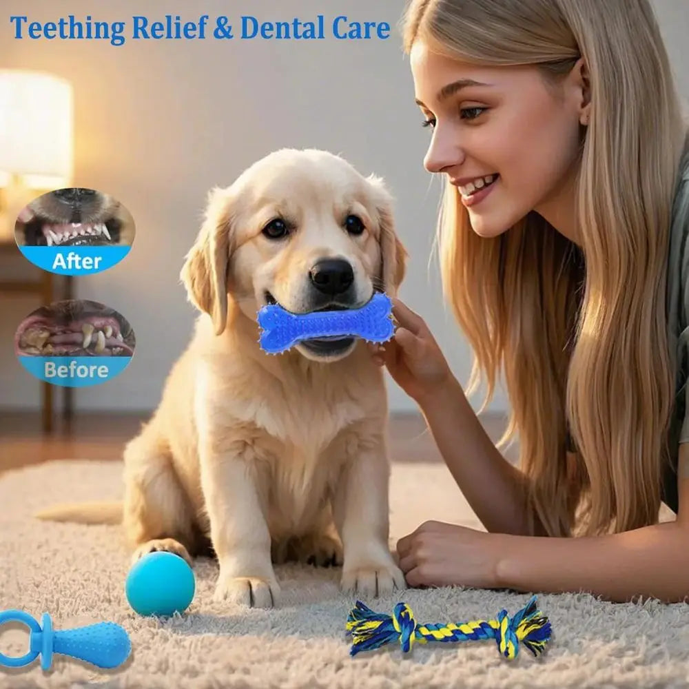 Puppy Chew Toys 20 Pack Teething Rings Ropes Rubber Bundle For Small Dogs