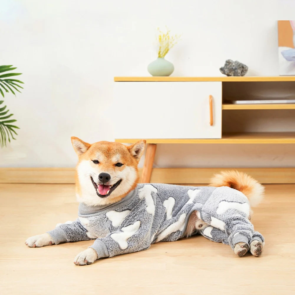 Winter Fleece Dog Jumpsuit For Pets Warm Cozy Overalls