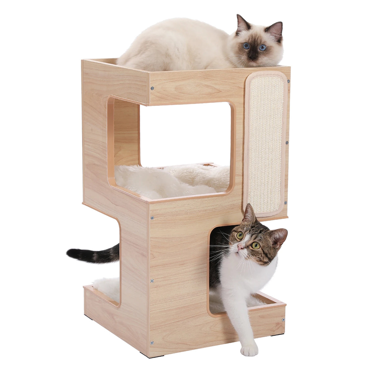 Pawz Road Modern Wood Cat Condo House With Removable Mats
