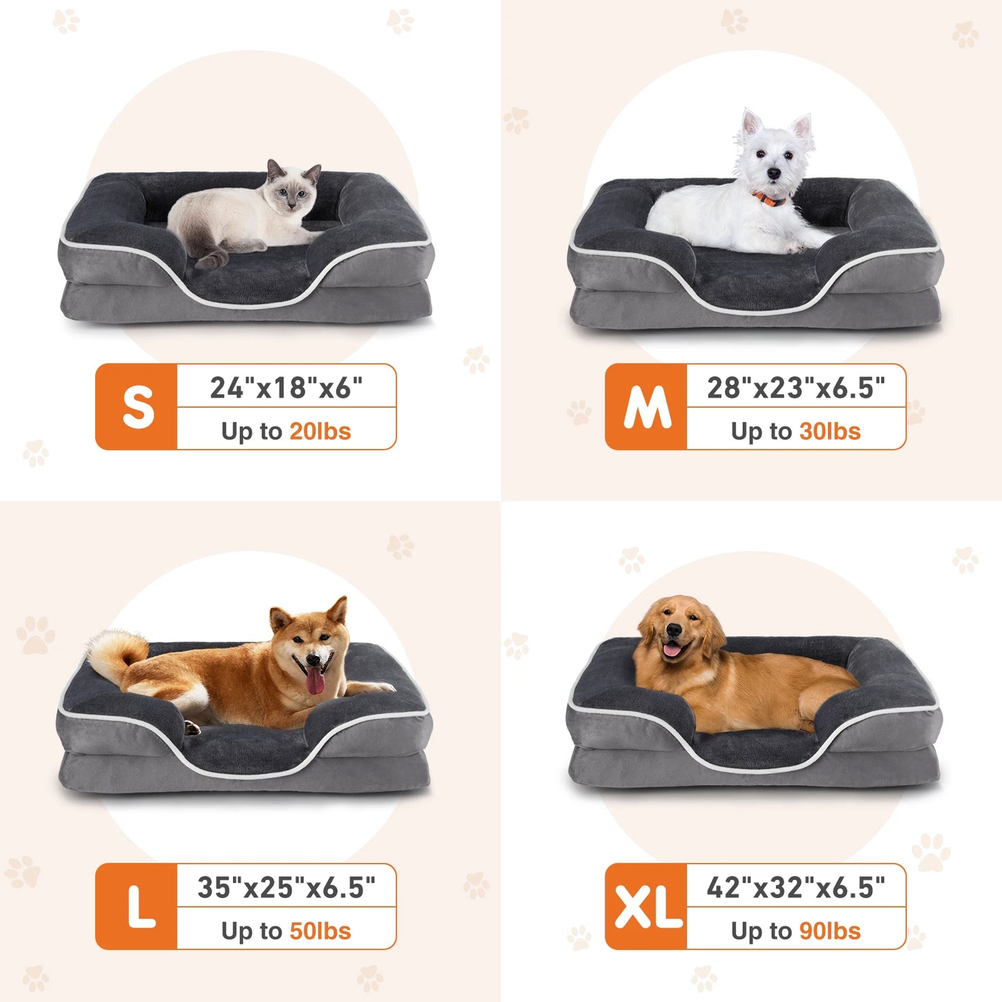 JHK Orthopedic Memory Foam Dog Bed For Small Pets Deluxe