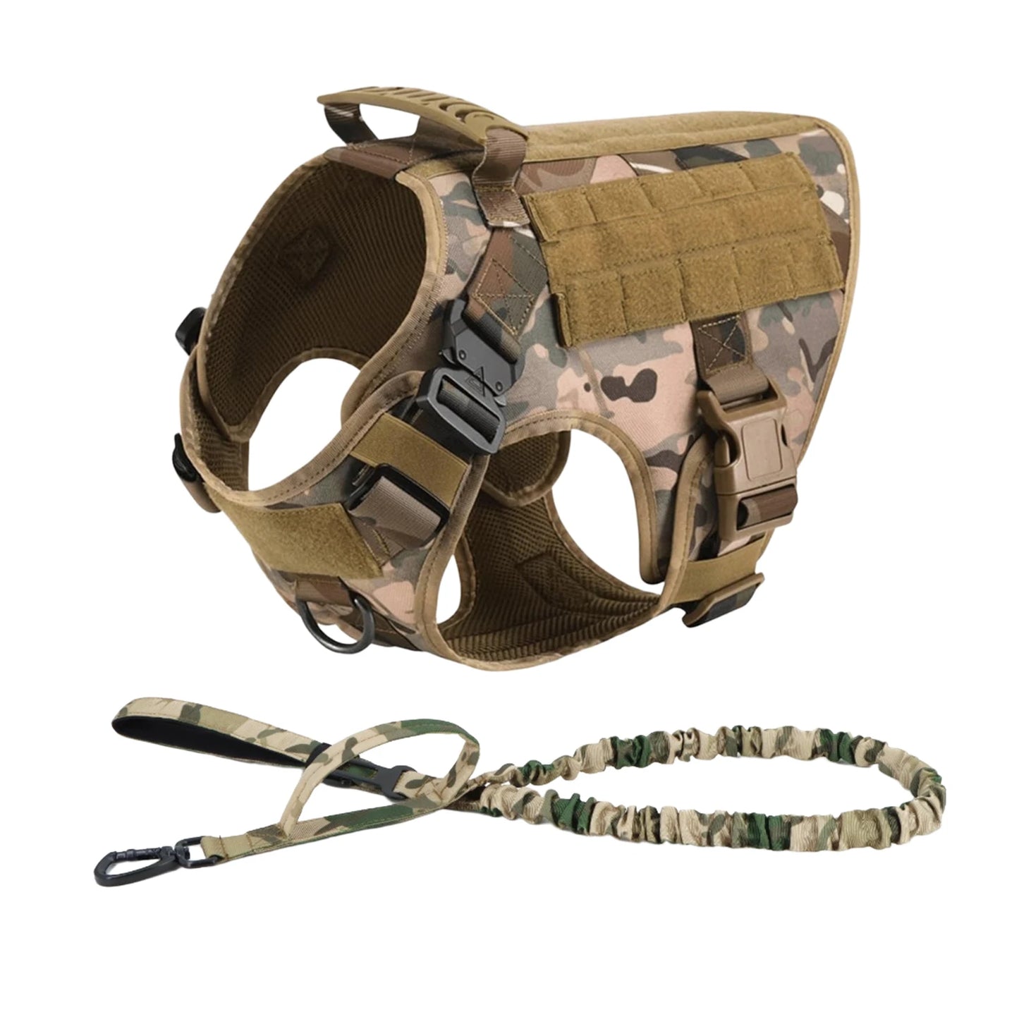 Tactical Nylon Dog Harness Collar Leash Set Training Vest