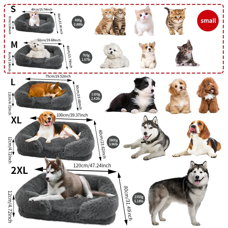 NONECN Thickened Orthopedic Dog Bed With Plush Cover
