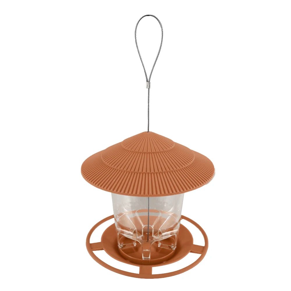 Garden Hanging Bird Feeder With Terrace Roof And Rope Hook