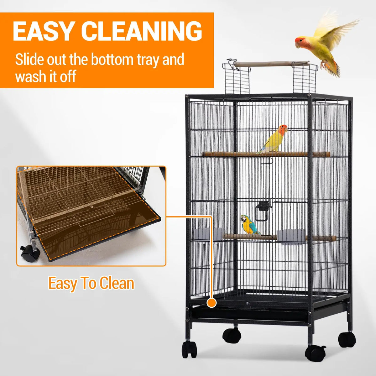 Studyset Small Bird Cage With Wheels And Top Stand Carrier