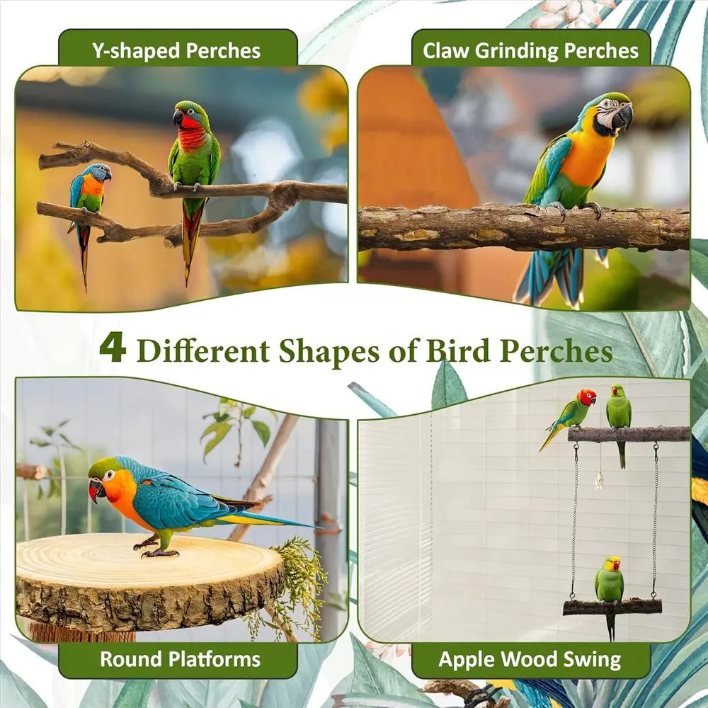 Natural Wooden Bird Perches For Small Birds Parakeets Cockatiels Conures