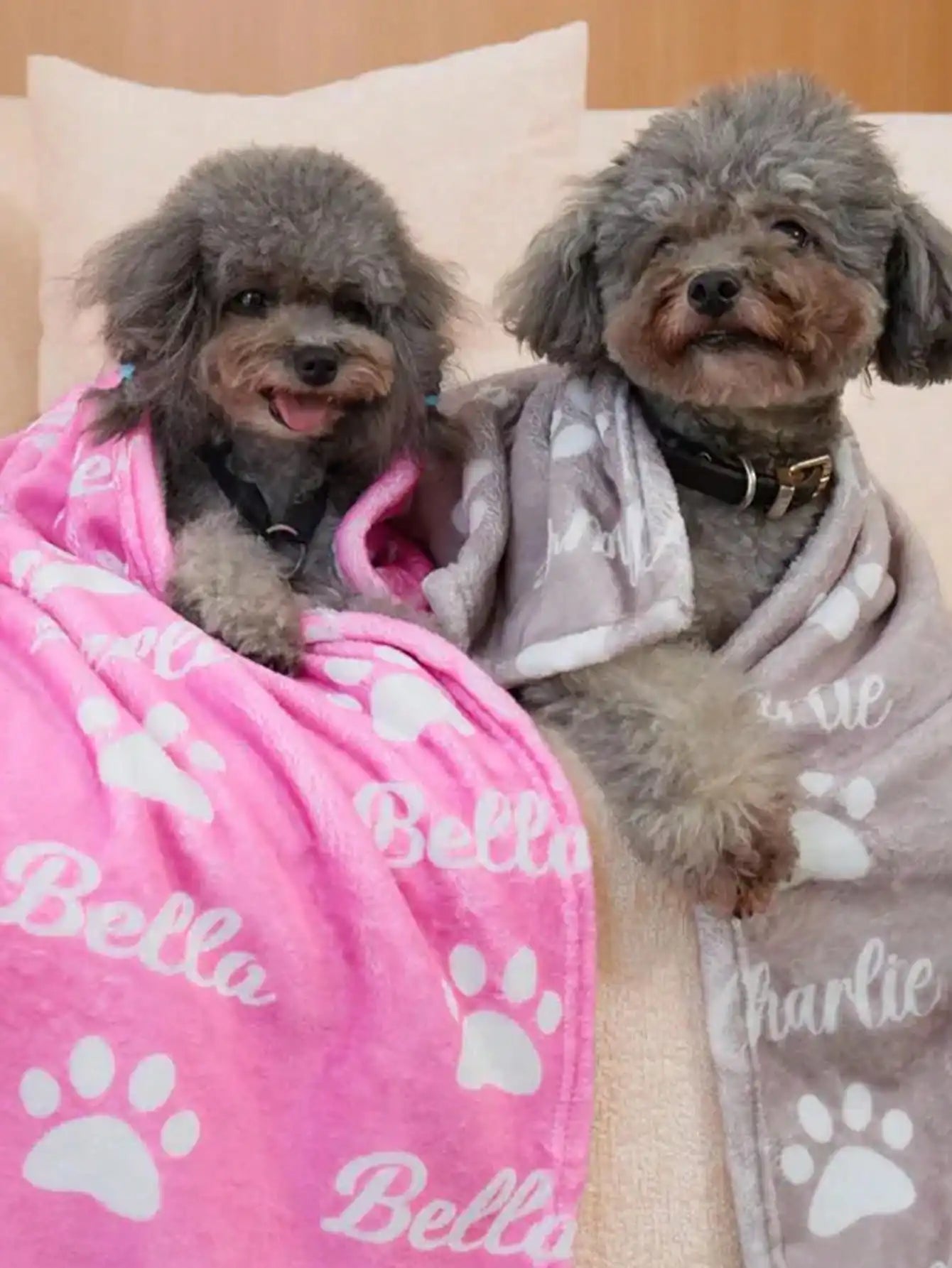 Personalized Pet Name Blanket With Paw Print Pattern Soft Fleece