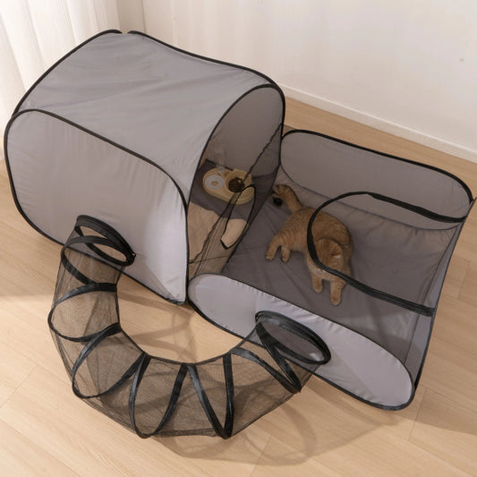 NONECN Foldable Pet Nest With Play Tunnel Oxford Fabric