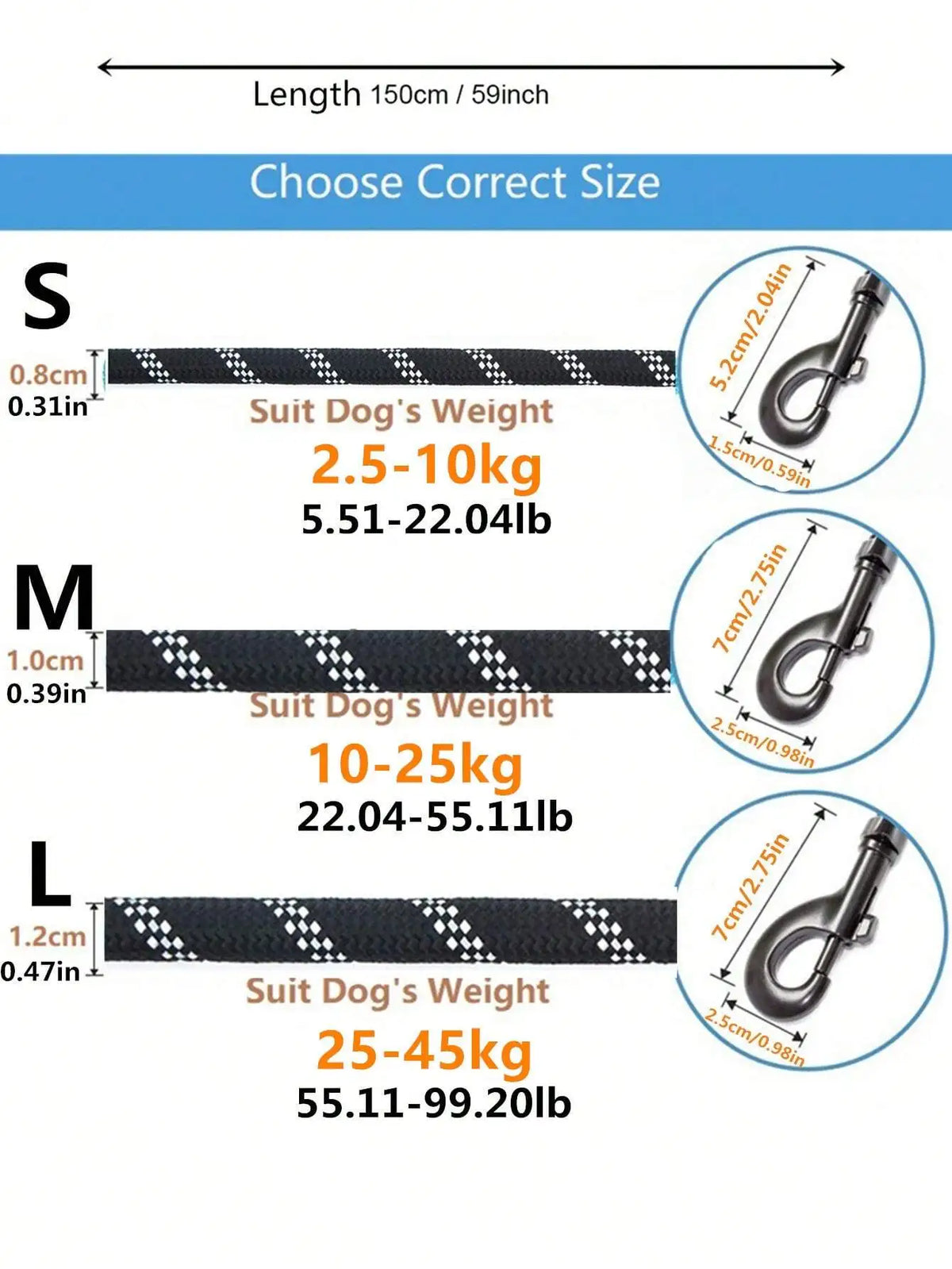 Reflective Nylon Dog Leash With Padded No Choke Handle