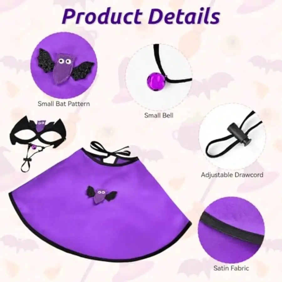 Pet Vampire Bat Cape Costume With Mask For Halloween
