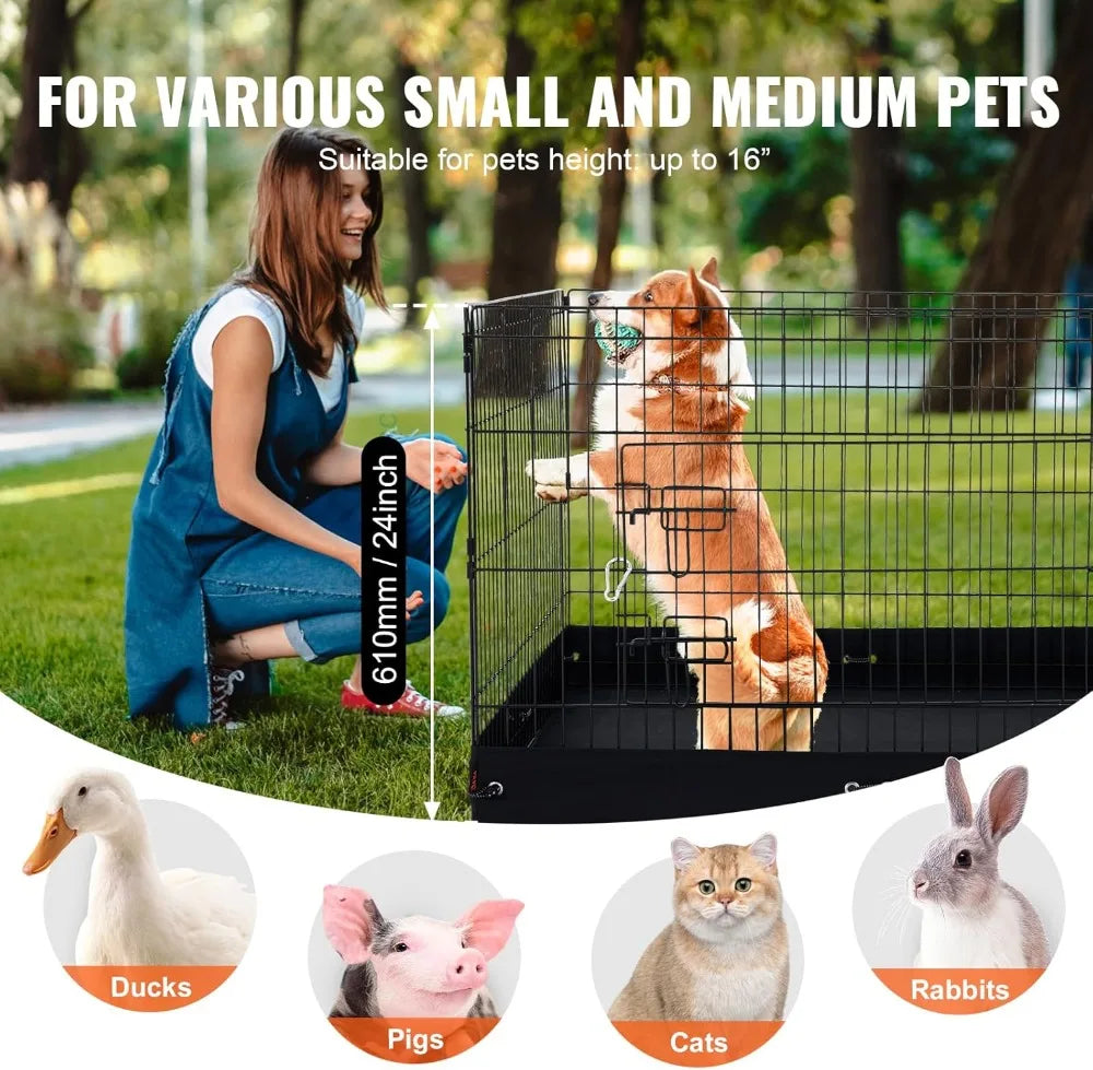 Foldable Dog Playpen With Top Cover And Front Door