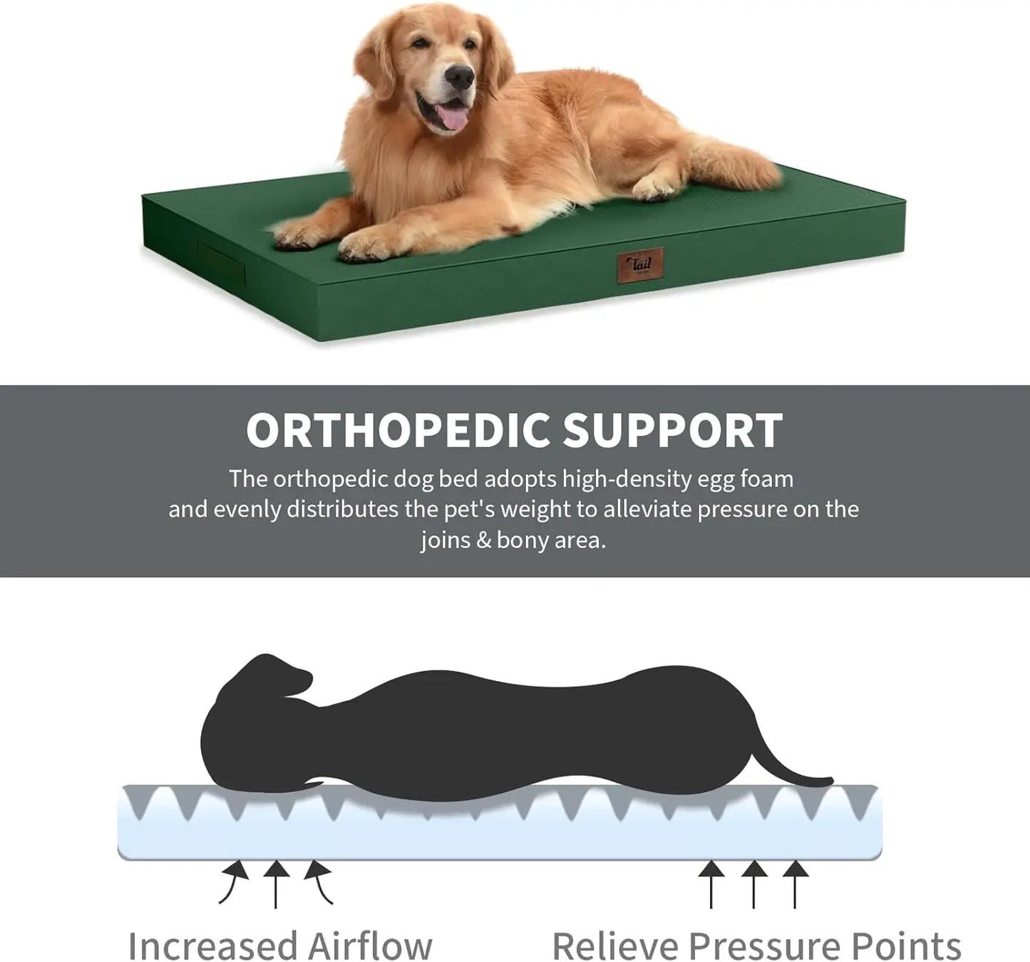 XMSJ Outdoor All Weather Dog Bed Orthopedic Egg Crate Foam