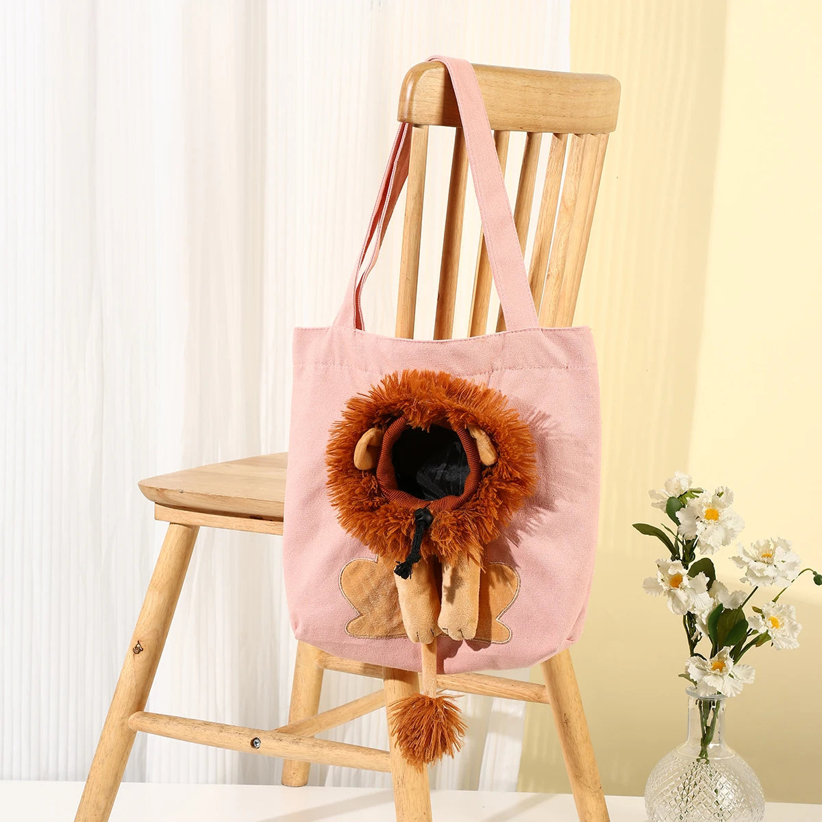 Lion Shaped Cat Carrier Bag Portable Polyester Shoulder Tote