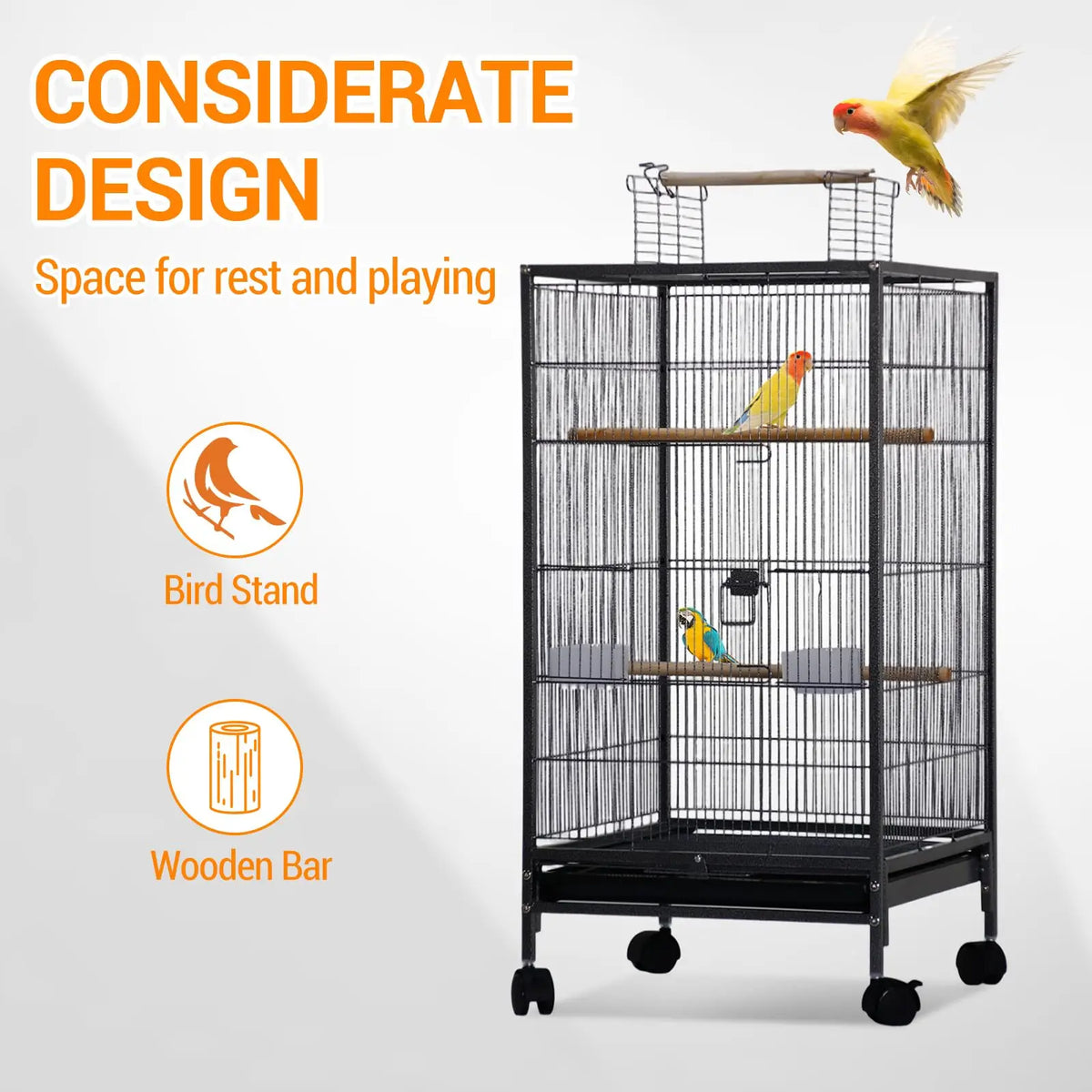 Studyset Small Bird Cage With Wheels And Top Stand Carrier