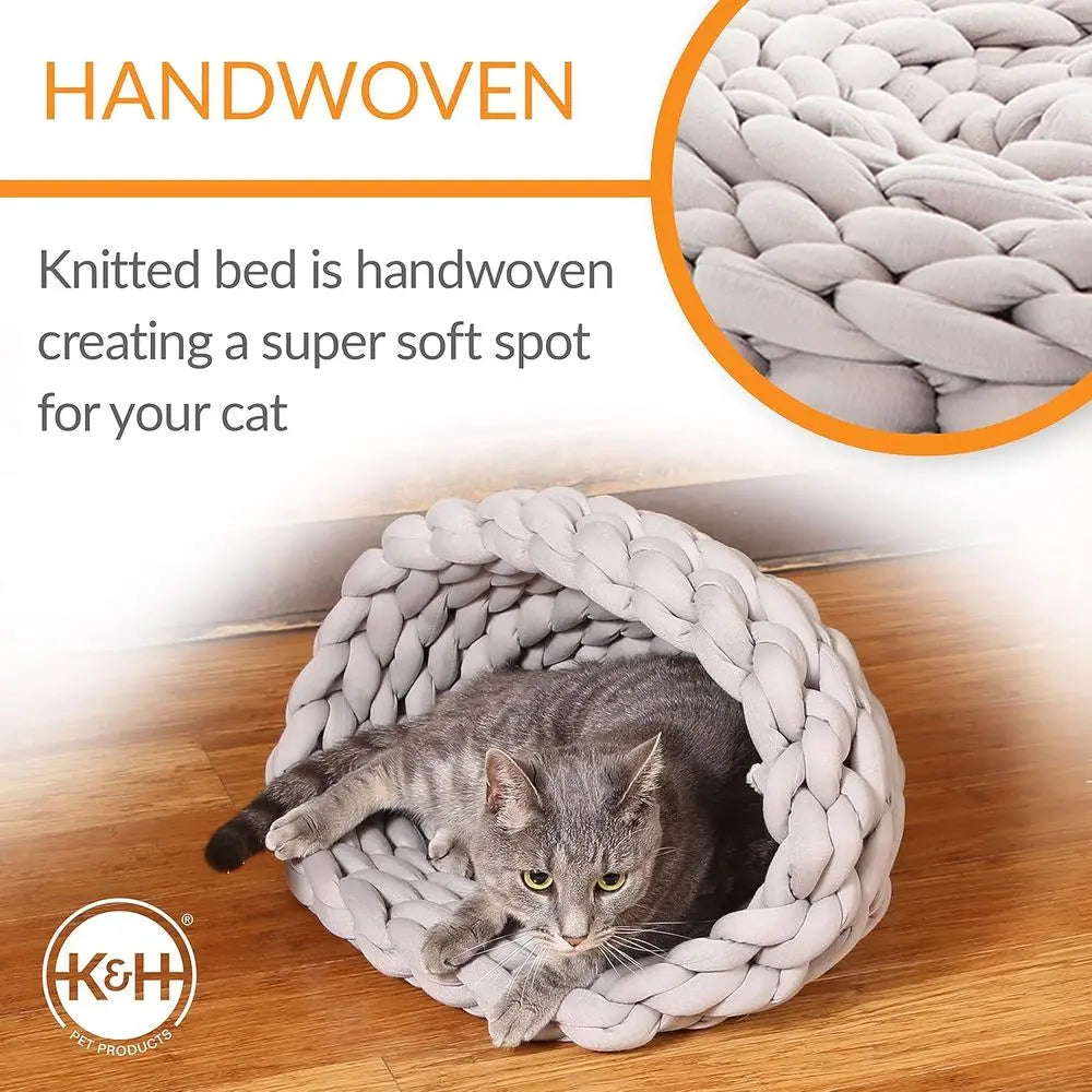 Handwoven Soft Knitted Cat Bed With High Walls