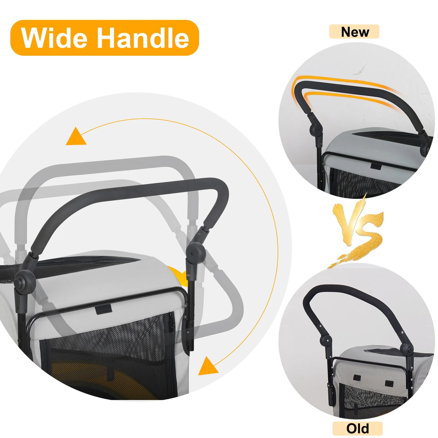 Portable Outdoor Dog And Cat Stroller Carrier With Adjustable Handle