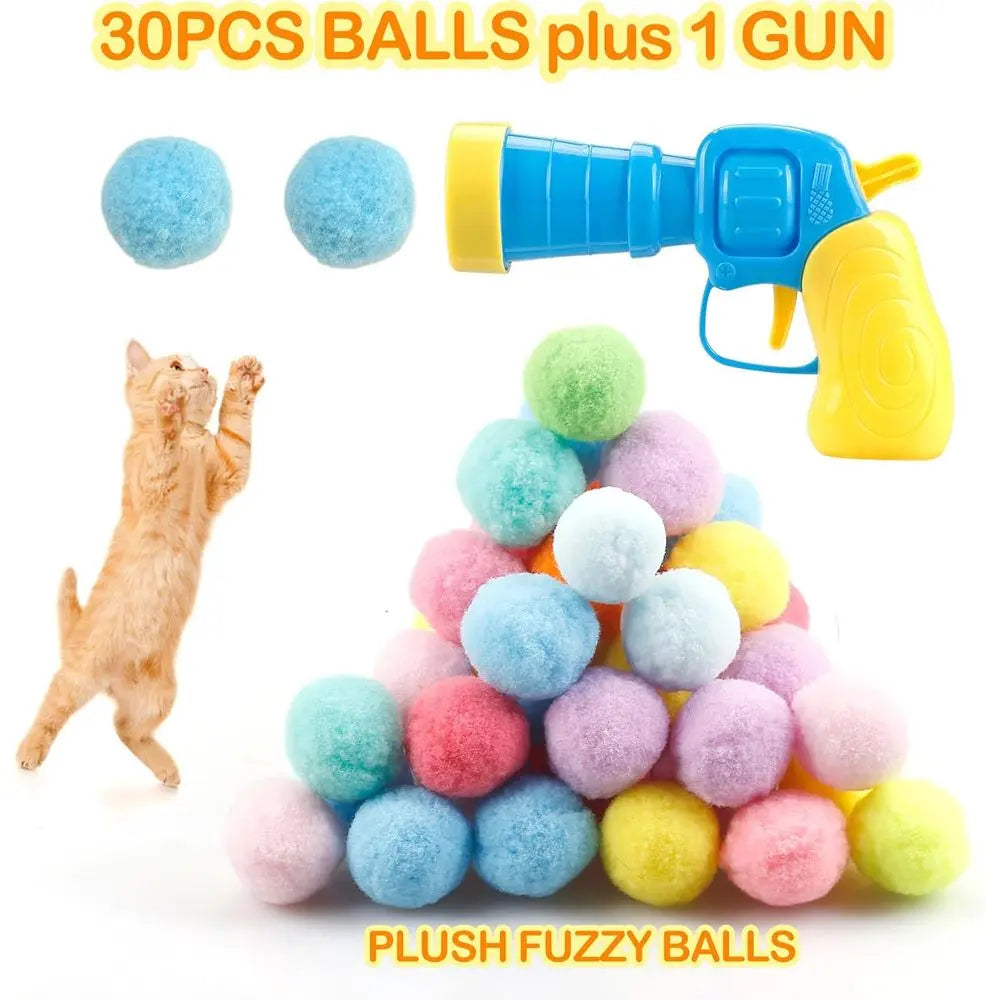 Interactive Cat Ball Launcher Toy With Plush Balls For Cats