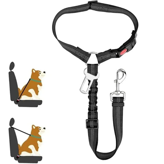 Dog Car Seat Belt 2 In 1 Headrest Restraint Reflective