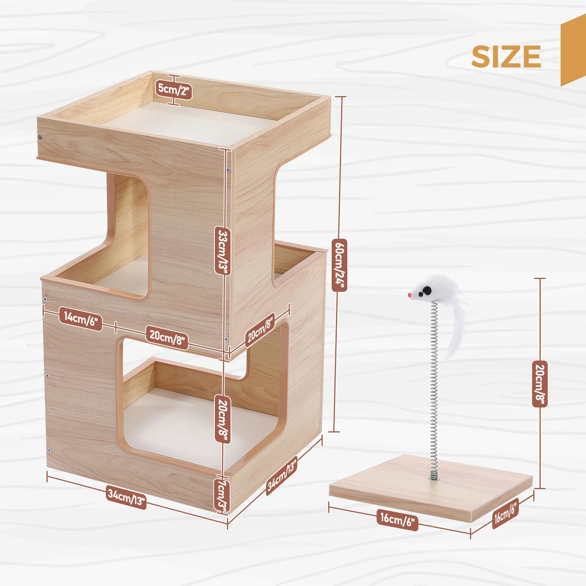 Pawz Road Modern Wood Cat Condo House With Removable Mats