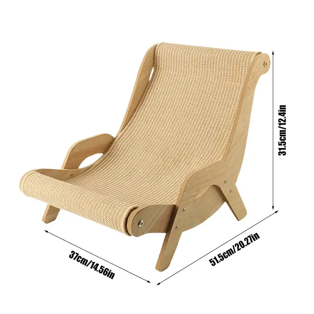 Wooden Sisal Cat Lounge Chair and Multi Functional Scratcher for Playtime