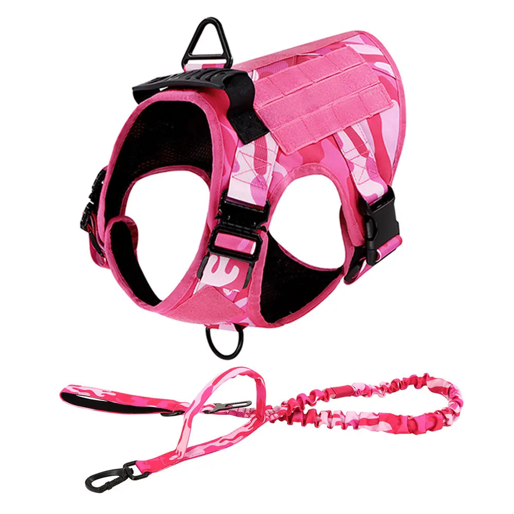 Adjustable Tactical Dog Harness with Leash for Secure Training