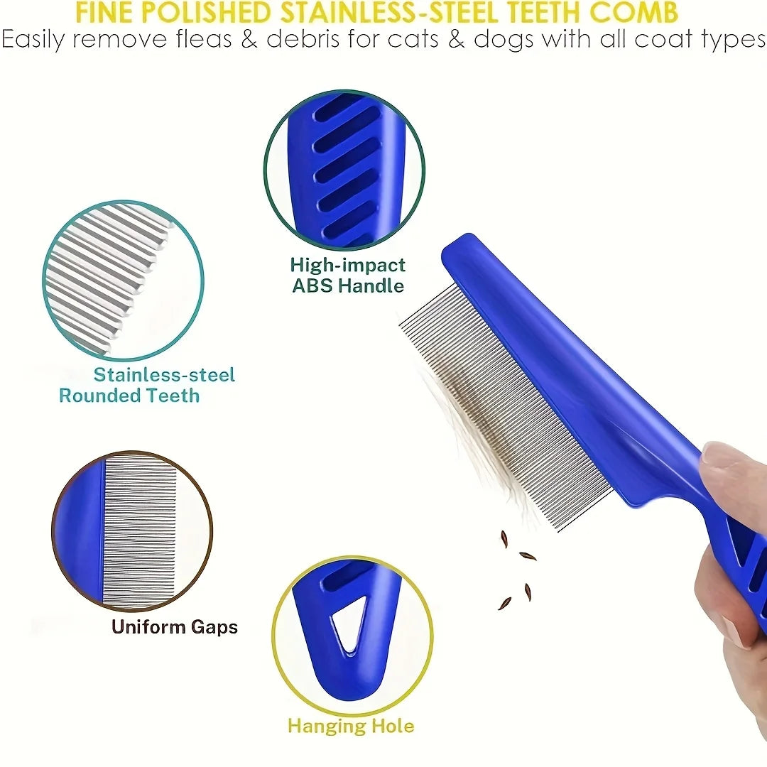 Stainless Steel Flea and Lice Comb for Dogs Cats Rabbits
