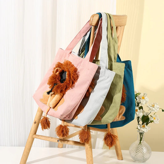 Lion Shaped Cat Carrier Bag Portable Polyester Shoulder Tote