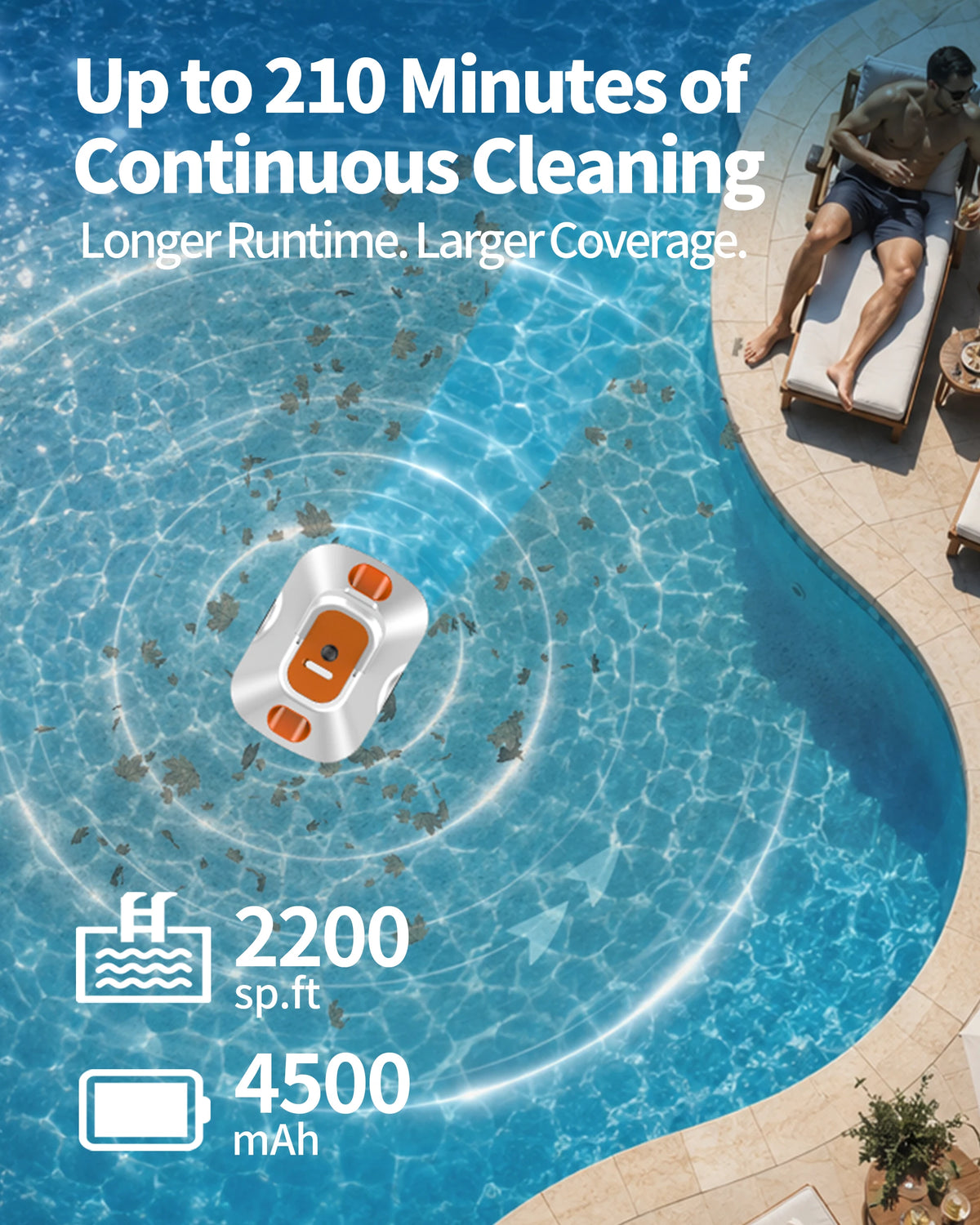 Vastorm Cordless Robotic Pool Cleaner Smart Navigation Auto Parking